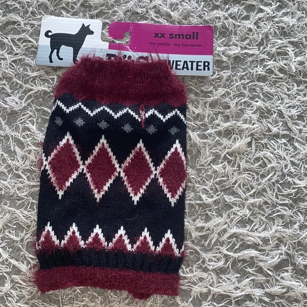 Burgundy plaid knit pet sweater